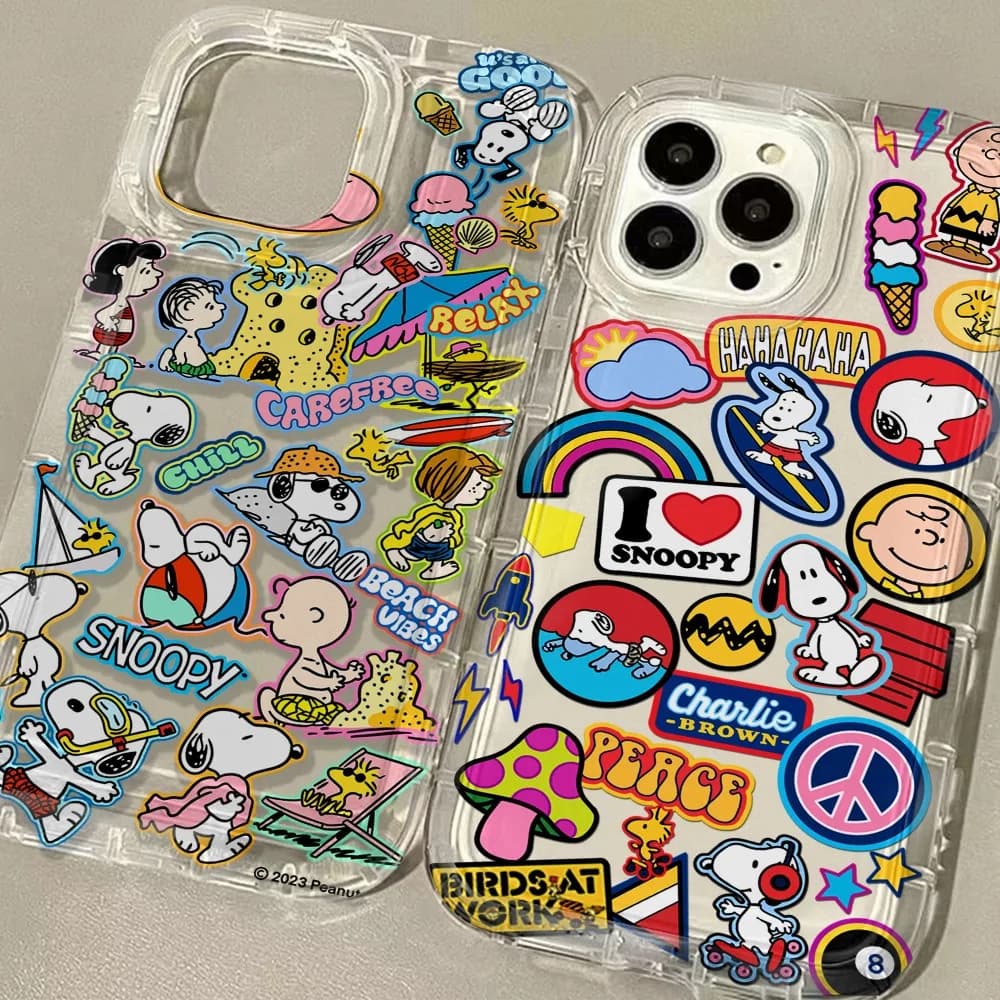Custodia per telefono Lovely Cartoon Hot Snoopys per iPhone 17 16 15 14 13 12 11 Pro Max Plus X XR XSMax, Cover trasparente anti-caduta con airbag