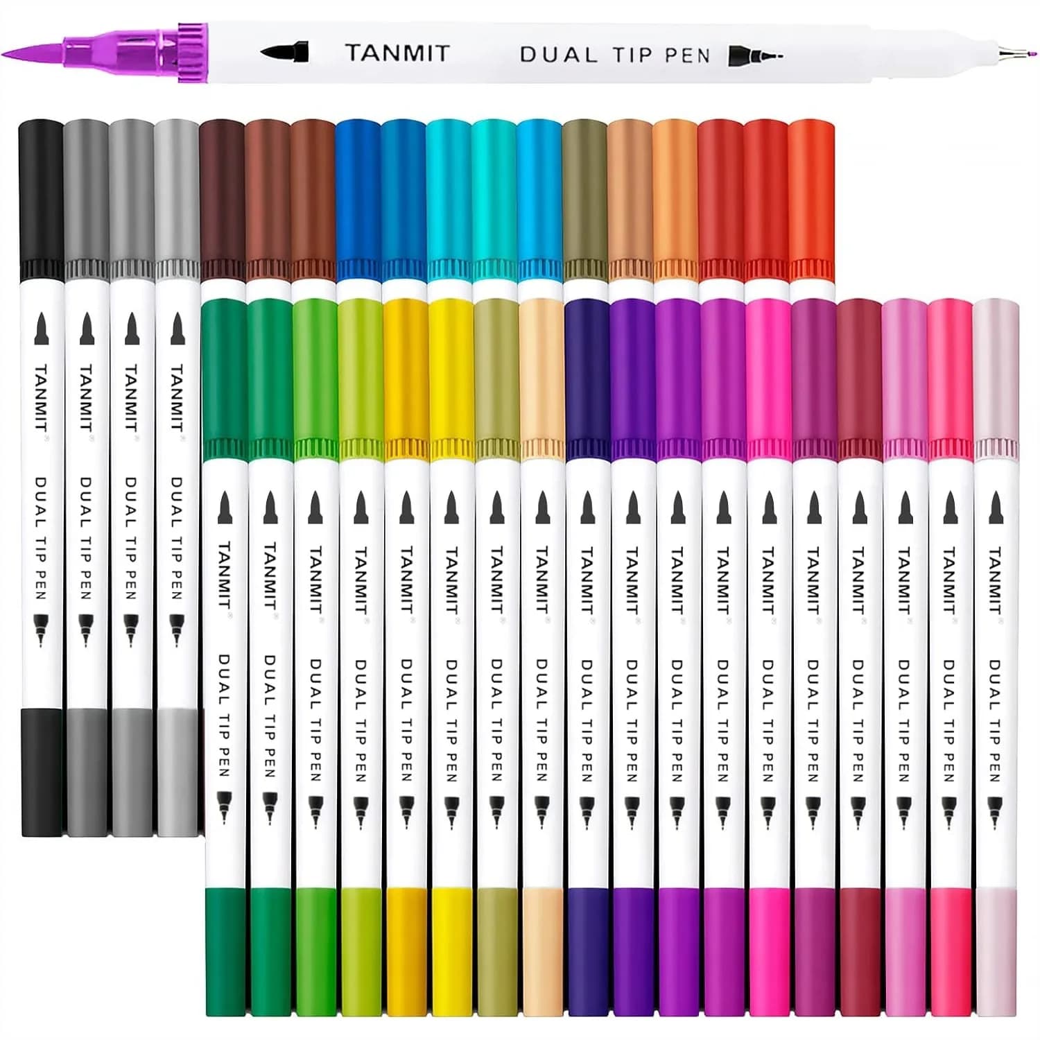 36 pennarelli a doppia punta per libri da colorare per adulti, pennarelli artistici con punta a pennello e punte di precisione per calligrafia, agenda, diario, appunti