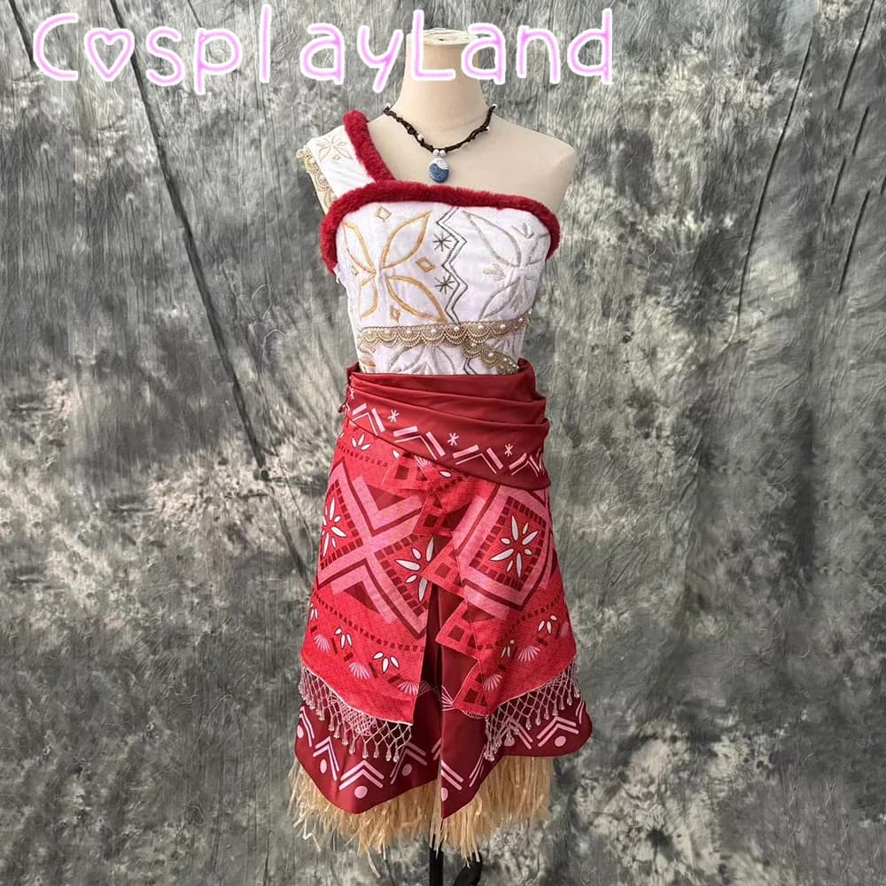 Abito da principessa Moana Costume cosplay Abito da spiaggia estivo Accessori gonna superiore Costume di Natale di Halloween Gioco di ruolo su misura
