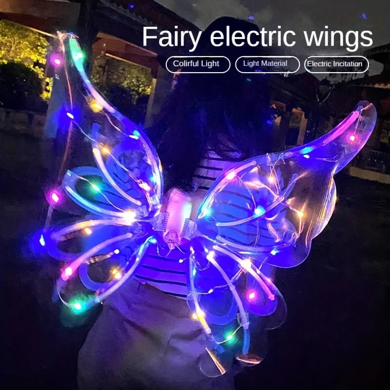 Ali di fata elettriche illuminano in movimento, ali di fata ali di elfo accessorio per Costume giocattolo per ragazze bambini/adulti festa di compleanno giocattolo per ragazze