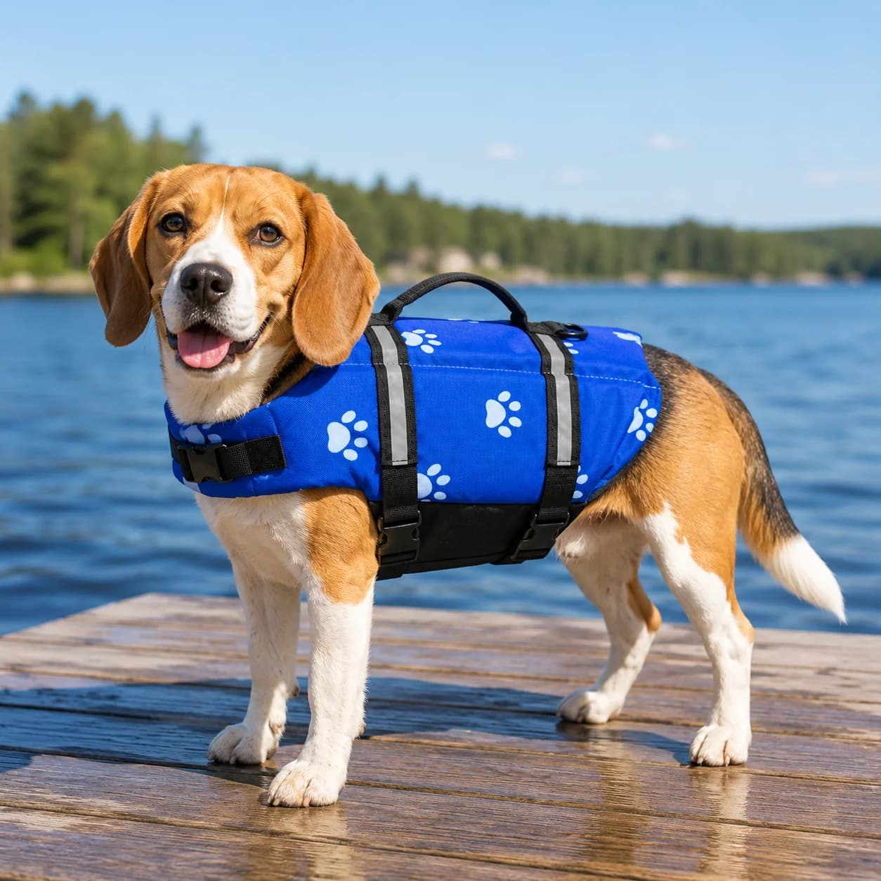 Dog Life Jacket for Small & Medium Dogs, Adjustable Flotation Vest with Rescue Handle Reflective Strips for Swimming Boating