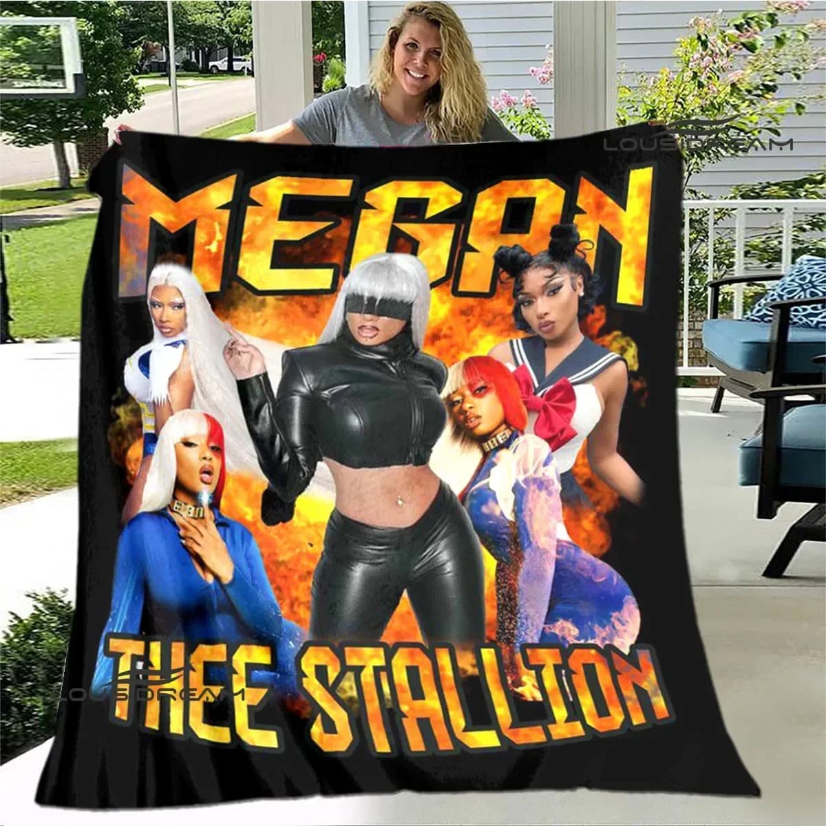 Coperte stampate del rapper Megan Thee Stallion Coperte in flanella calda Coperte morbide e confortevoli per il letto Regalo di compleanno