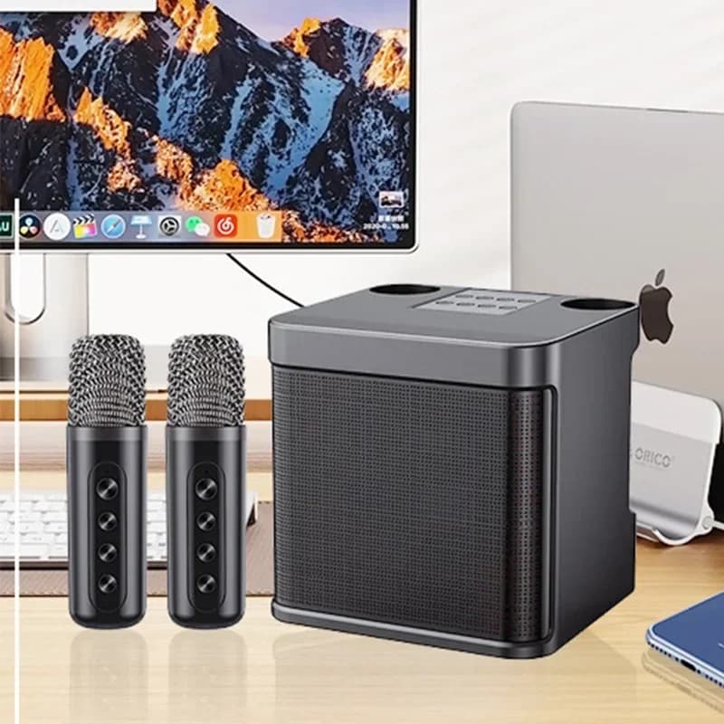 Altoparlante Bluetooth portatile con doppio microfono Karaoke esterno Macchina all-in-one Subwoofer audio stereo da 10 W Soundbox wireless