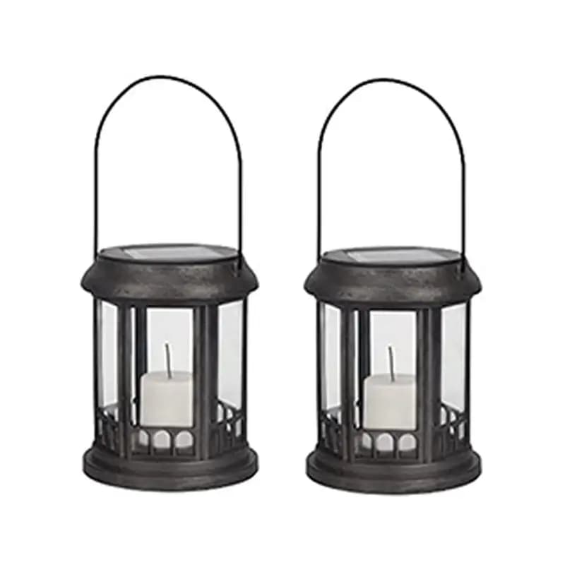 AWAH Lanterne da giardino per esterni, 2 pezzi, lanterne solari per uso interno, candela tremolante realistica senza fiamma per