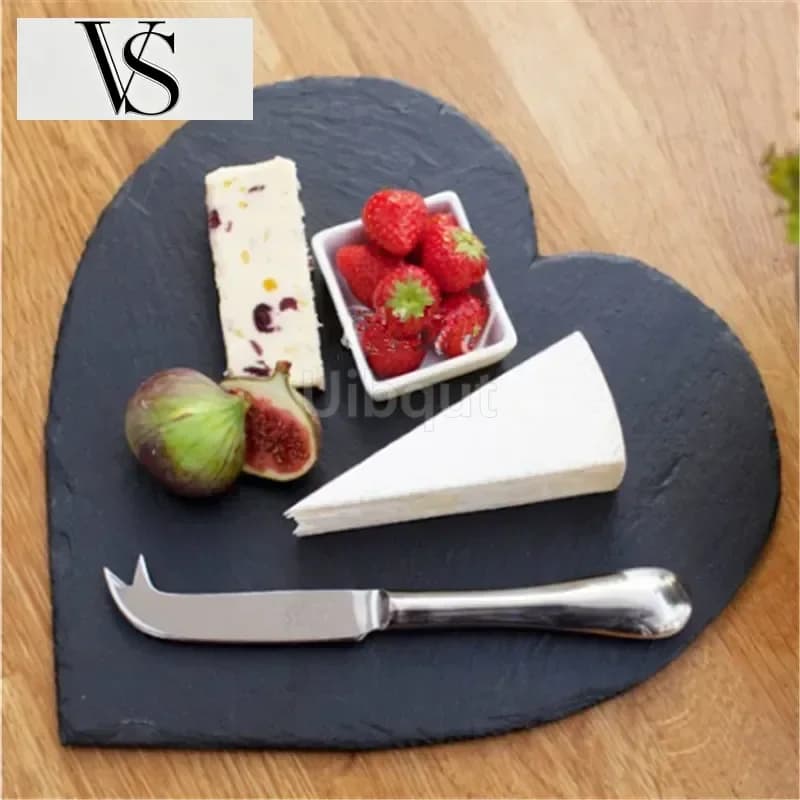 Tray Solid Black Natural Slate Heart Dinner Shaped Wedding Plate Barbecue Cake Tray Stone Sushi Dinner Cheese Pizza Flat Food