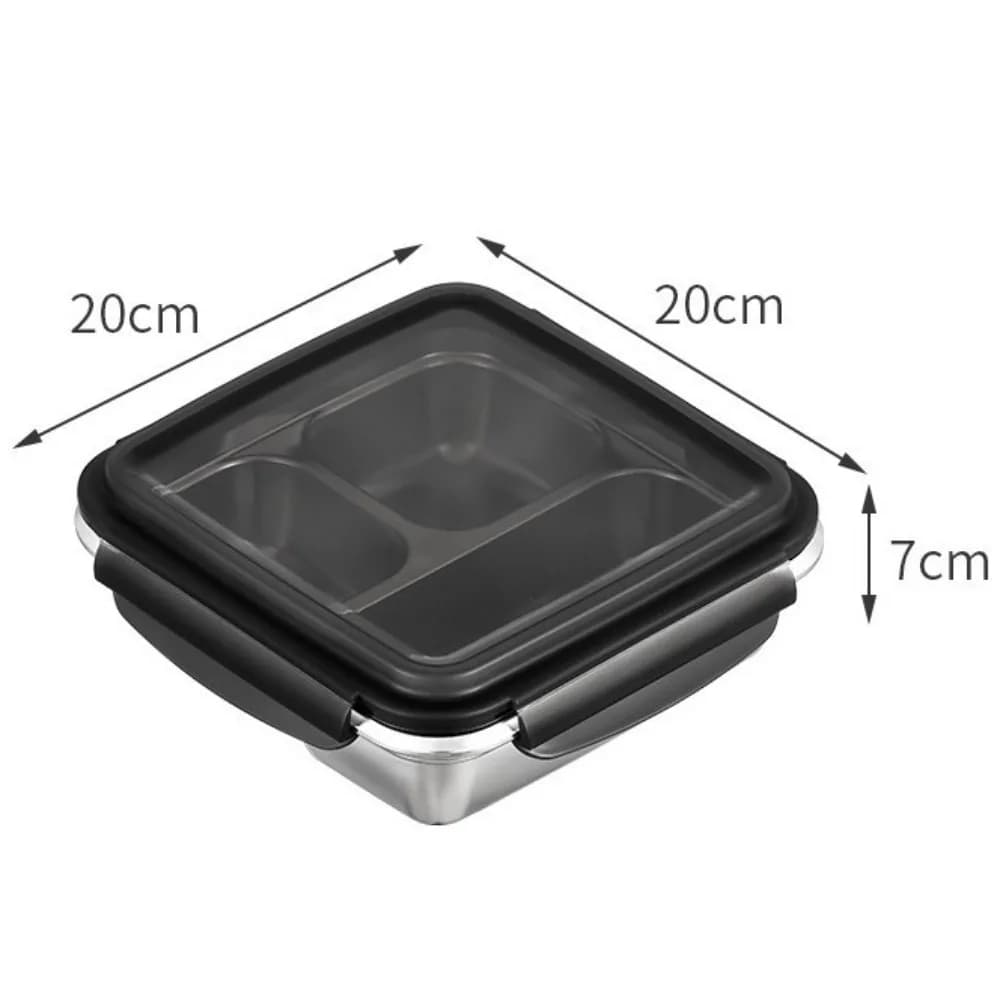 Scatola da pranzo rettangolare in acciaio inossidabile divisa a tenuta stagna per forno a microonde Bento Box Contenitore per alimenti sigillato Studente/Woker