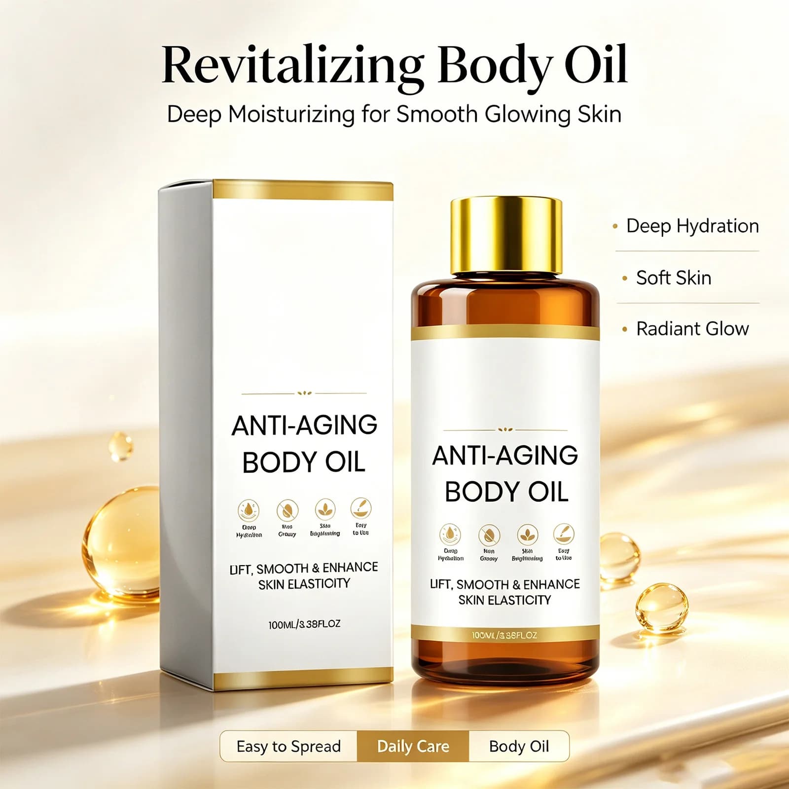 Firming Body Oil Nourishing Skin Hydrating Collagen Centella Hyaluronic Acid Lift Smooth Non Greasy Daily Care 100ml