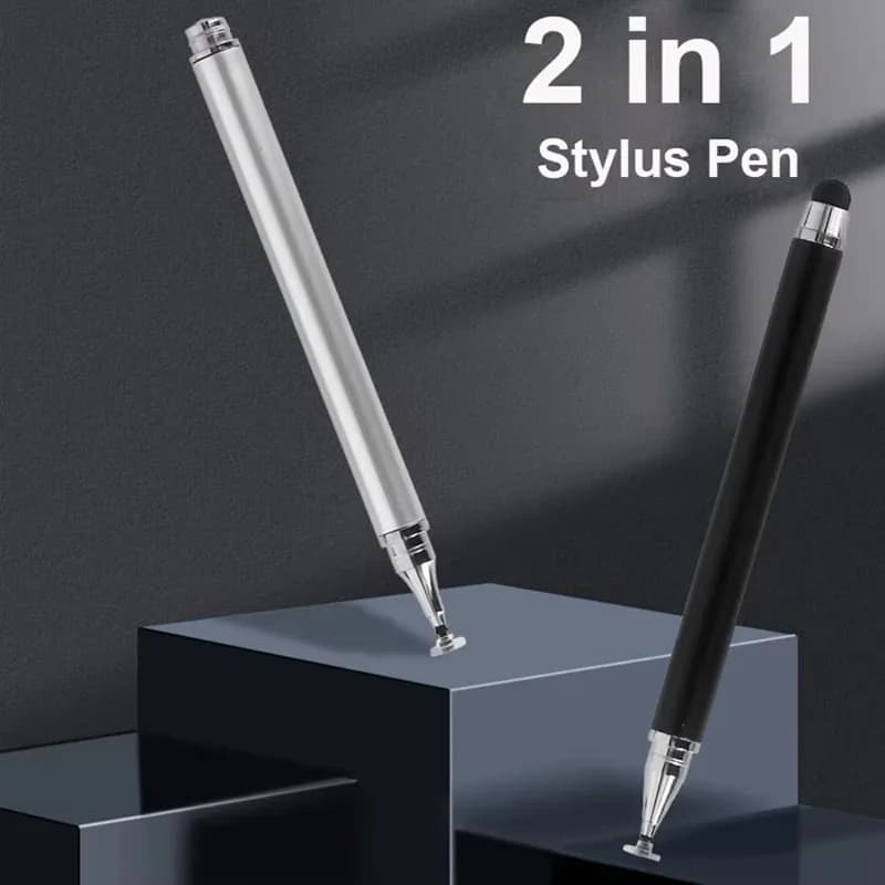 Penna capacitiva universale 2 in 1 per tablet e cellulare, per disegnare su iPhone, iPad e schermi touch capacitivi Android.