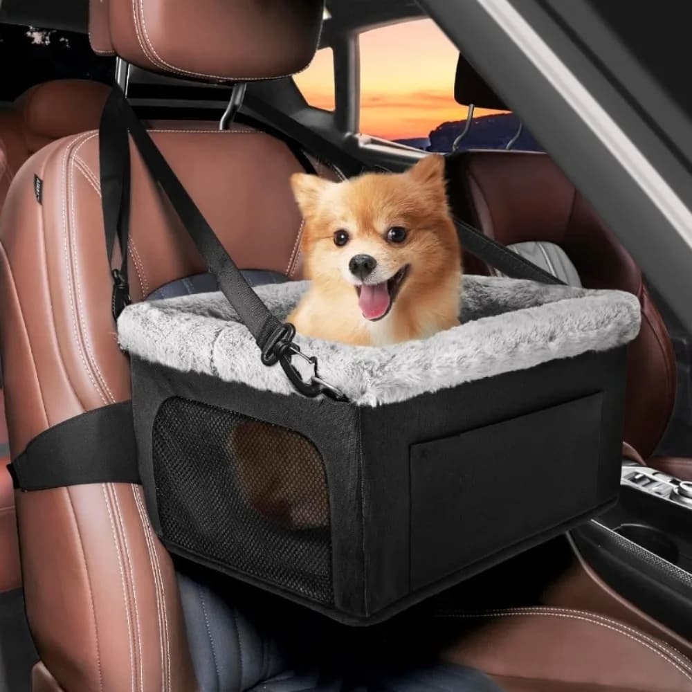 Seggiolino Auto Rialzato per Cani di Piccola Taglia, Sedile Rialzato per Console Centrale, Letto da Viaggio per Cani Completamente Staccabile, Lavabile e Portatile