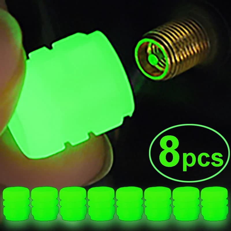 Auto Luminoso Tappi Valvola Della Gomma Fluorescente Notte Incandescente Moto Bicicletta Bici Ruota Pneumatico Mozzo Valvola Stelo Tappi Decor 1/4 pz