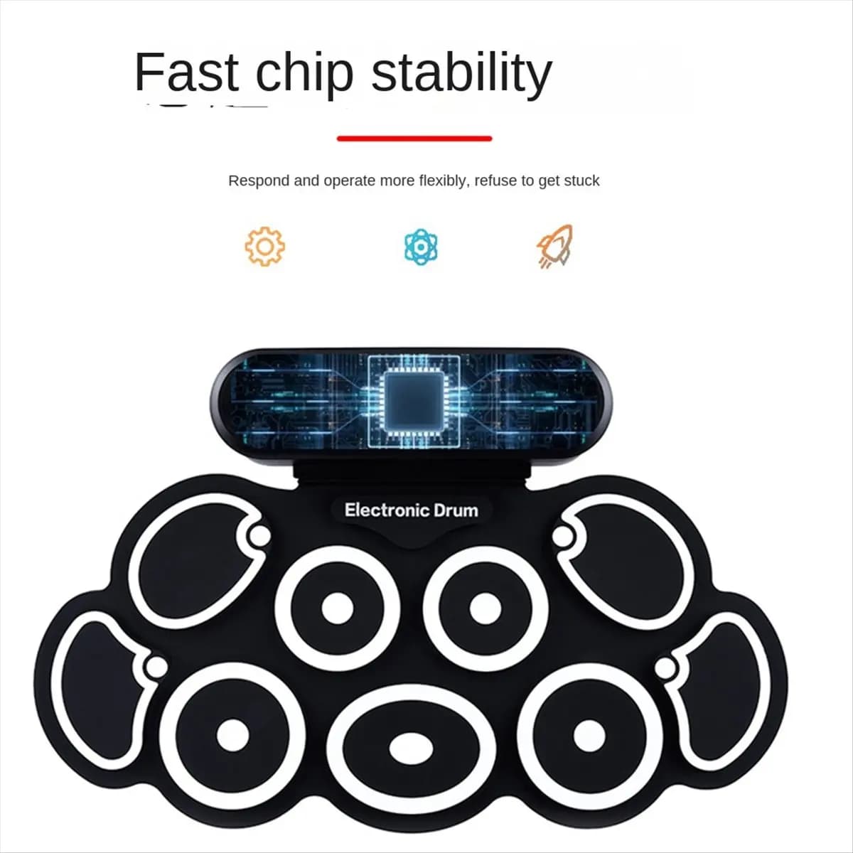Set di Batteria Elettronica Sportiva USB, Pad per Batteria in Silicone Arrotolabile, Batteria Digitale Pieghevole Elettrica Portatile per Pratica con Pedale