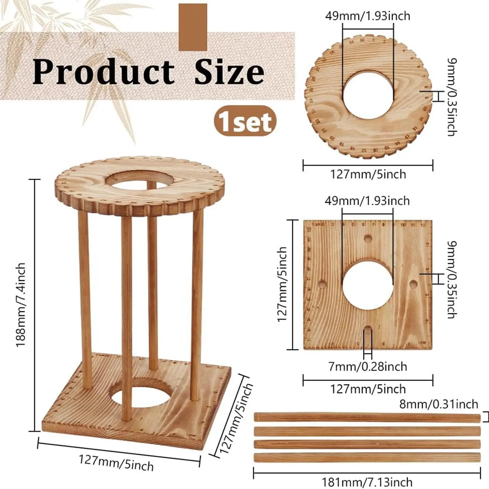 DIY Kumihimo Disk Rack Bracelet Weaving Kit Handmade Wood Loom Braiding Board for Embroidery Threads Jewelry Making