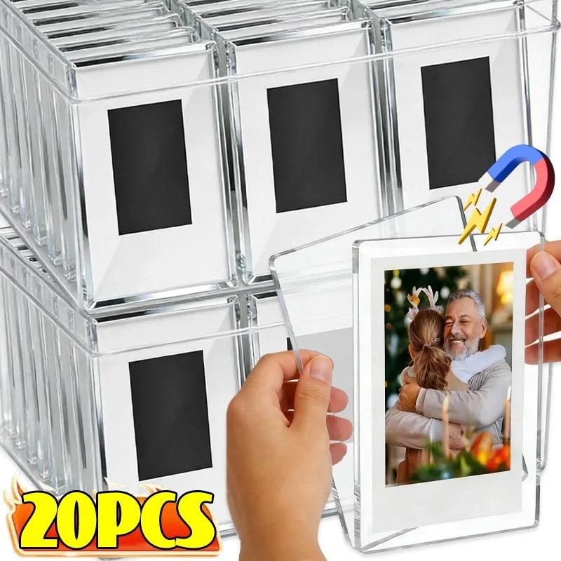 20/5 Pezzi Portafoto Magnetici Trasparenti, Cornici Magnetiche in Acrilico, Adesivi per Foto Fai-da-Te, Organizzatore per Esposizione Immagini, Decorazione per Frigorifero