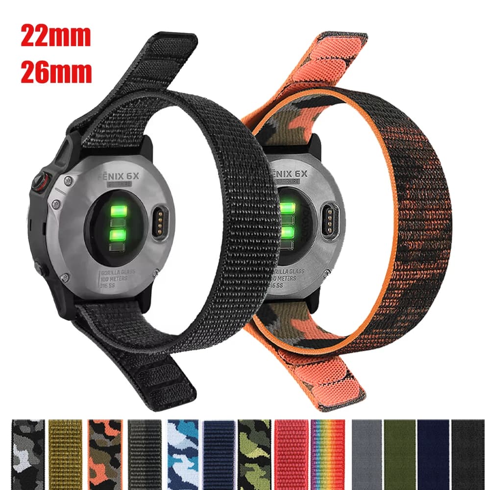 Fascia in nylon con gancio 26/22mm per Garmin Fenix8 pro 7X 7 6X 5Plus/Quatix 8/Descent Mk3i Strap Sostituisci il braccialetto Forerunner 970 965