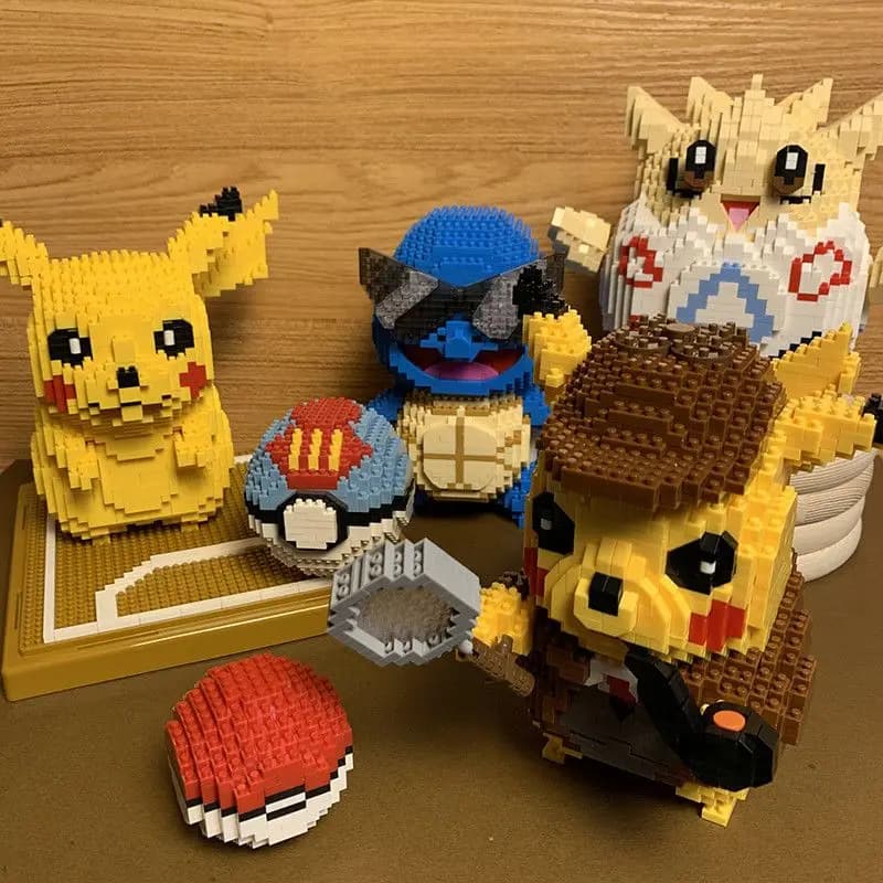 Blocchi da Costruzione 3D Pokemon, Micro Particelle Psyduck, Mattoncini Educativi Fai-da-Te, Giocattoli Creativi Puzzle, Decorazioni Pikachu
