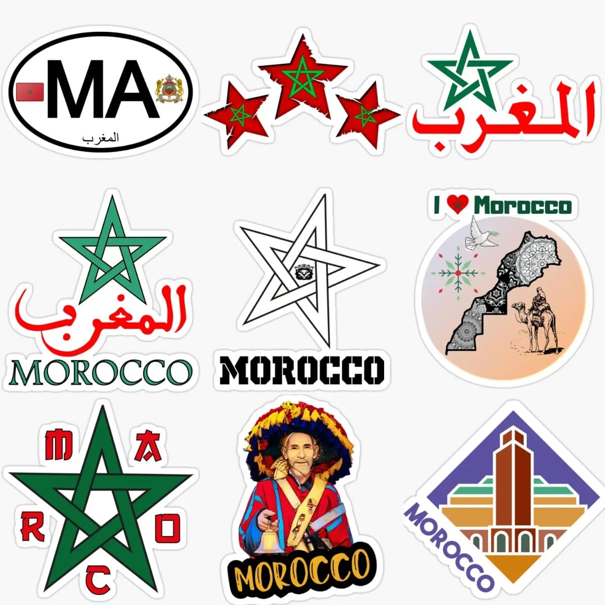 Adesivo PVC con Bandiera e Mappa del Marocco per Decorare Auto, Furgoni, Biciclette, Caschi, Finestre, Moto e Accessori