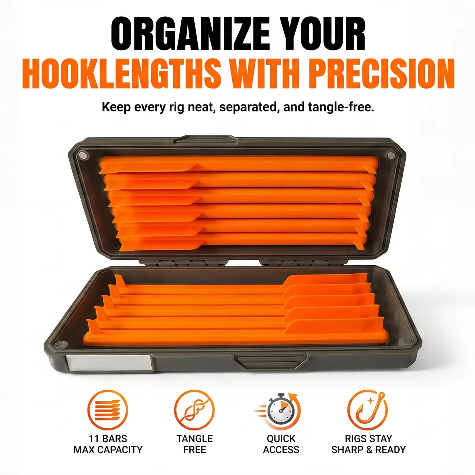 YOTO European Carp Fishing Tackle Accessory Box, 11 Magnetic Rod Line Organizers for Fishing Hooks & Tackle