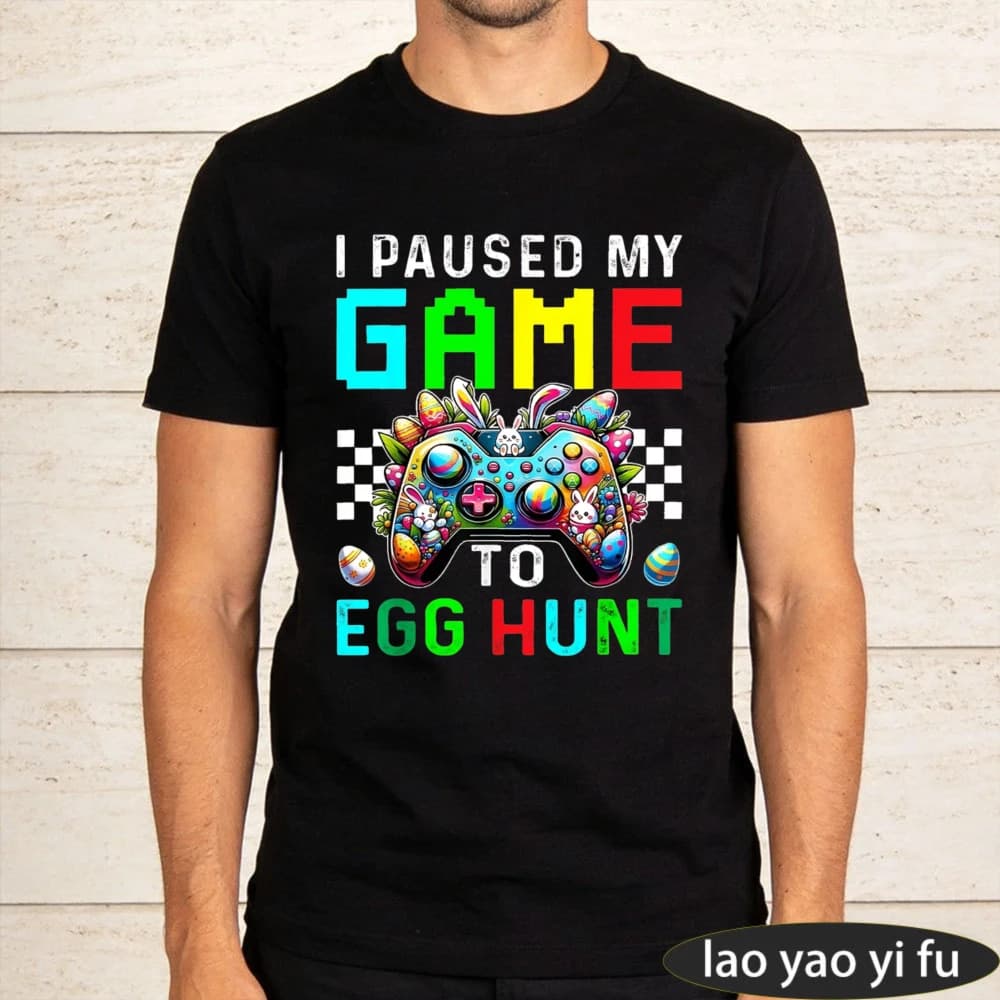 T-shirt da uomo divertente per Pasqua: ho interrotto il gioco per andare a caccia di uova - Maglietta estiva casual in cotone a maniche corte con girocollo