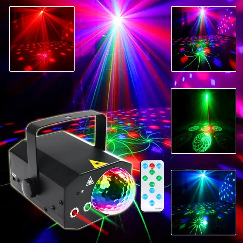 Luce Laser 2-in-1 per Palcoscenico, Sfera Magica a LED in Cristallo, Illuminazione per KTV, Bar, Discoteca, Sala Privata, Spettacolo Luminoso Super Luminoso