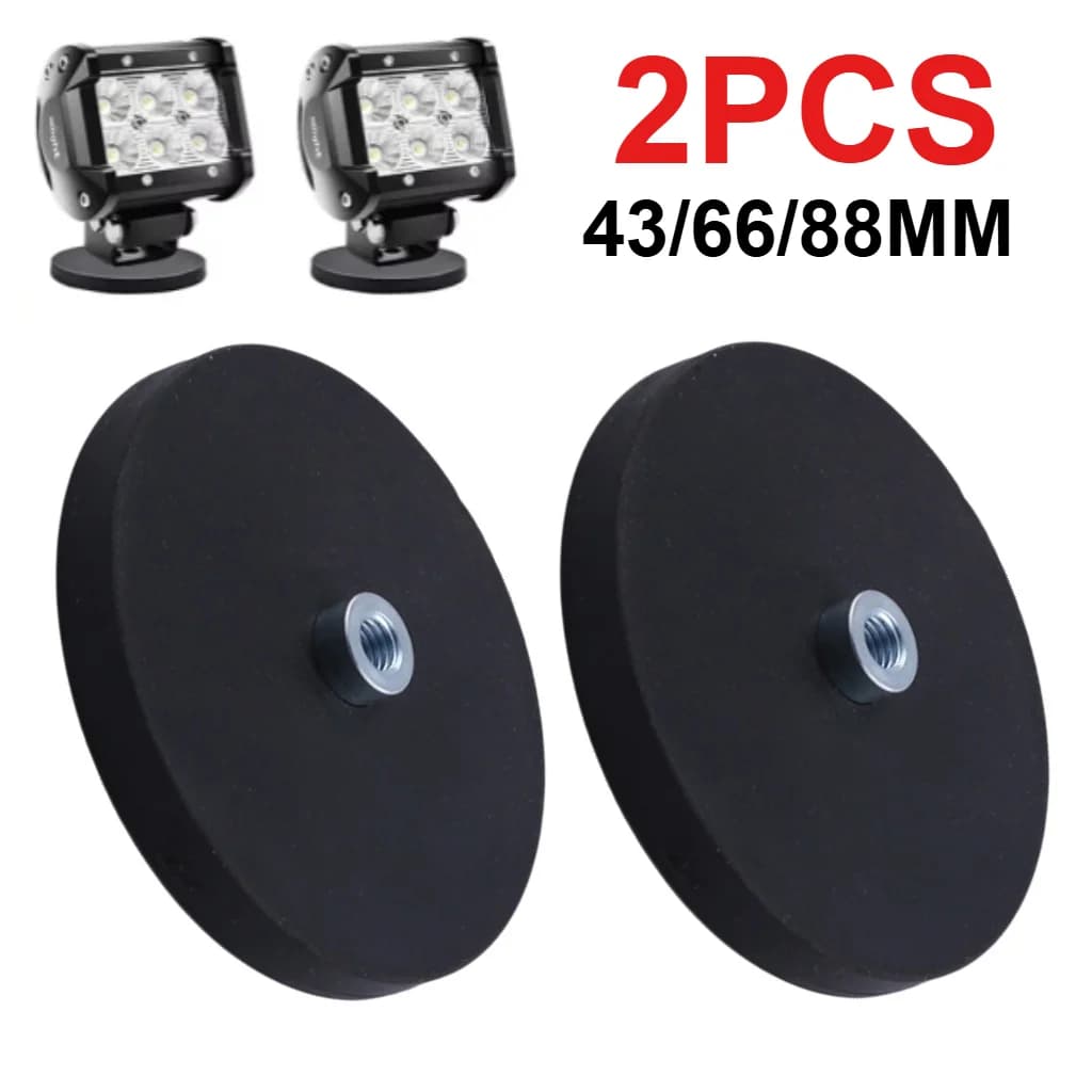 2PCS 43/66/88mm M6/M8 Convex Thread Magnetic Base Mount Bracket Clamp LED Work Light Bar Holder SUV Offroad