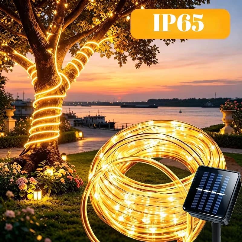 Waterproof Solar Powered Rope String Lights 50/100/200/300LEDs White Warm Colorful 8 Lighting Modes Outdoor Yard Tree Decor Lamp