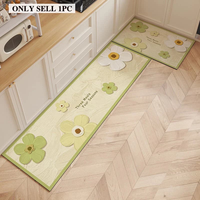 Tappetino da Cucina in PVC Impermeabile, Tappeto Floreale in Pelle, Antiscivolo e Resistente all'Olio, Tappeti Lunghi per Arredamento Casa, Alfombra De Cocina