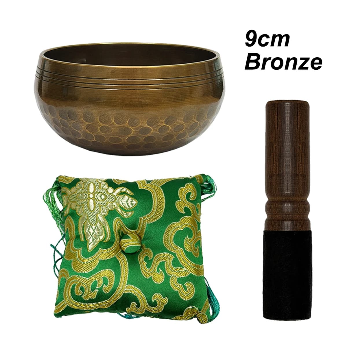 Miwayer 9cm Bronze Singing Bowl – Handmade Bronze Alloy, 10cm Cushion, 12.5cm Mallet, for Home Therapy & Mindfulness