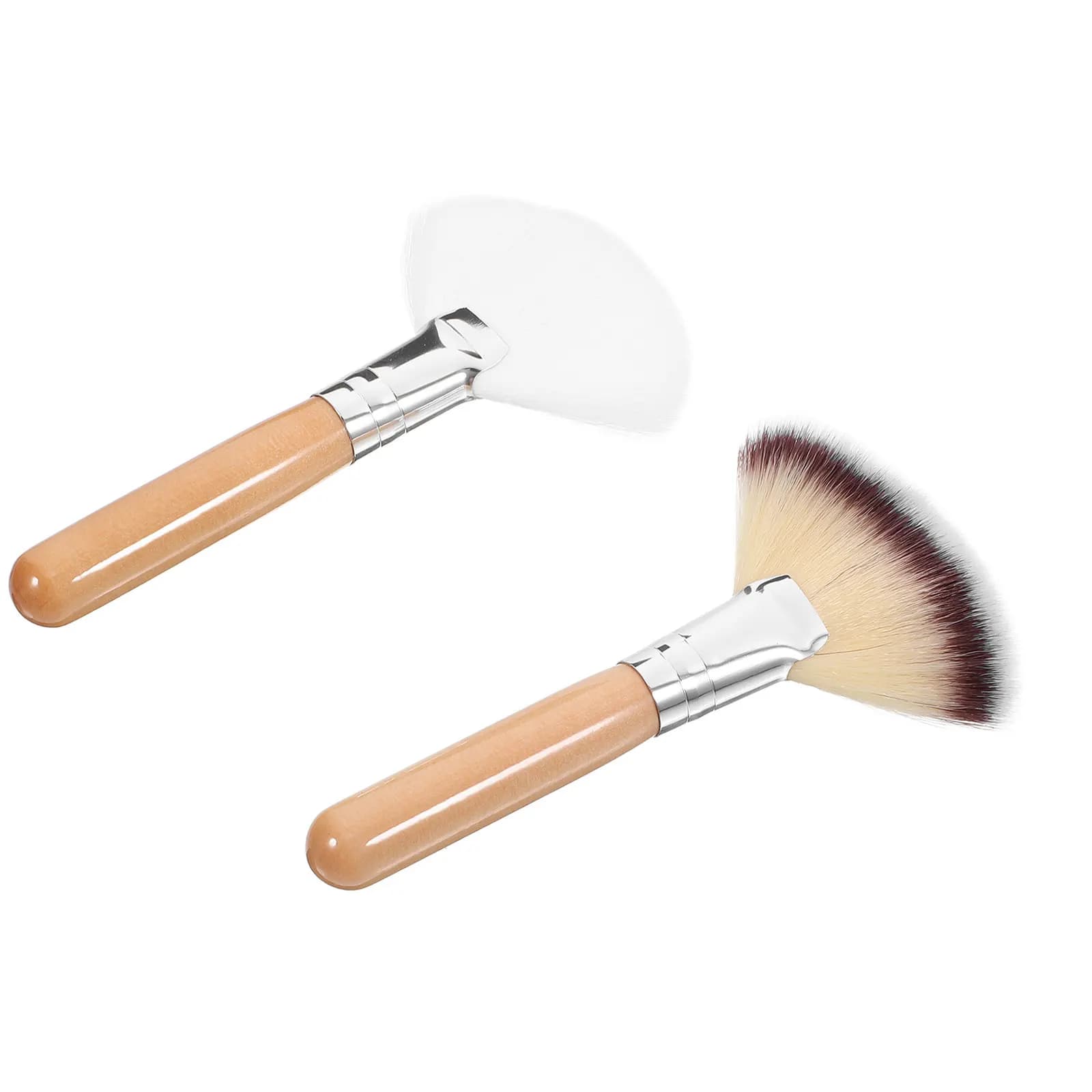 2 Pennelli Morbidi in Seta e Nylon per Trucco Viso, Polvere, Fard, Fondotinta, Illuminante, Sfumatura e Applicazione - Bellezza Femminile