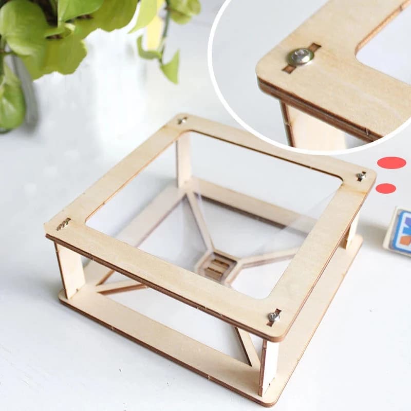 Proiettore ologramma per smartphone con ologramma 3D, giocattolo educativo scientifico autoassemblante in legno, set di display fai da te per la casa dei bambini