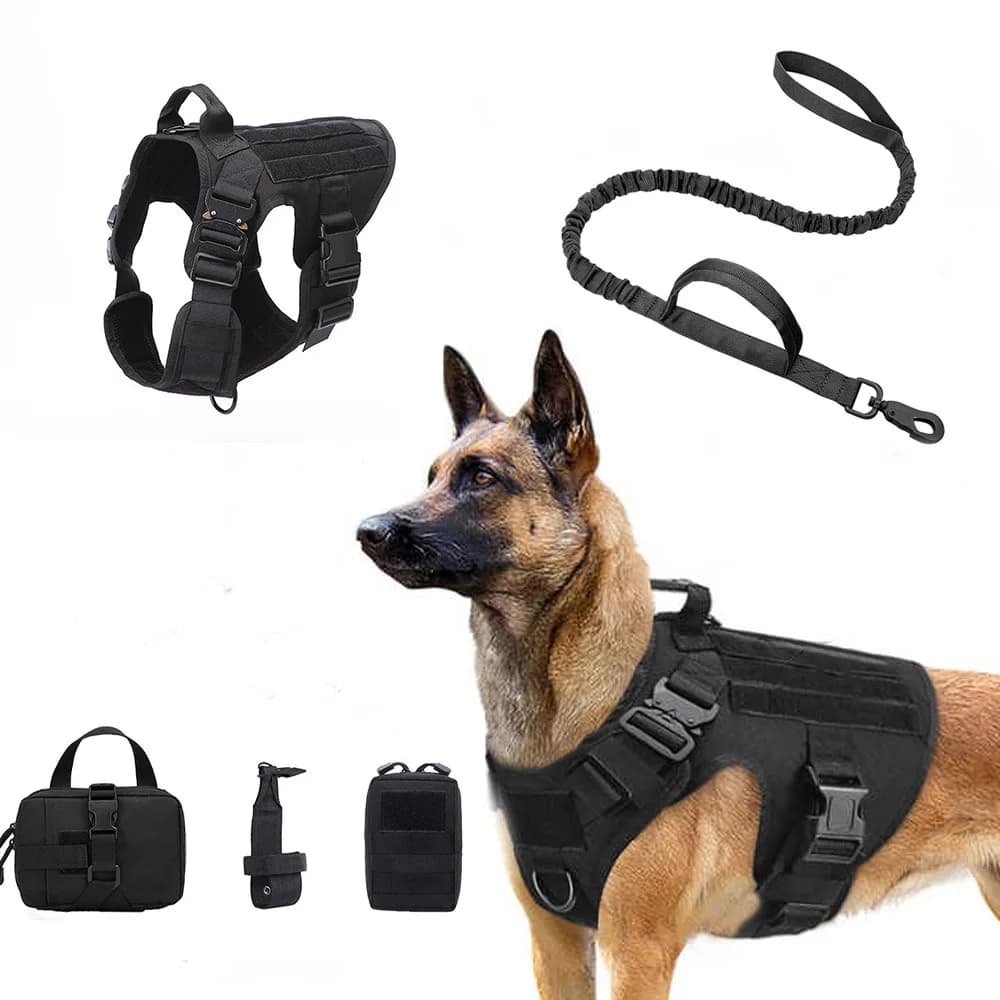 Imbracatura tattica a gilet per cani, adatta a razze piccole, medie e grandi, regolabile, anti-trazione, con una maniglia resistente