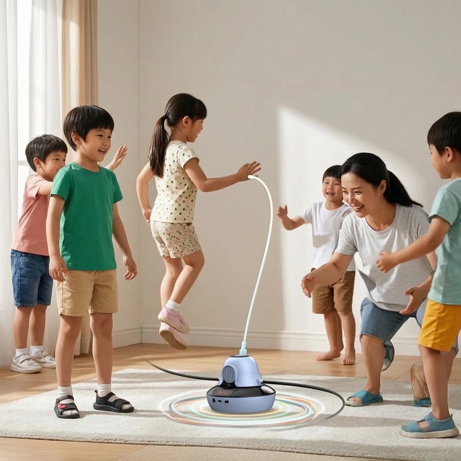 Automatic Jump Rope Machine Adjustable Speed Smart Skipping Machine with Controller Fitness Equipment Stable Compact