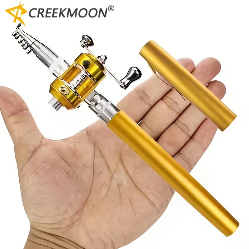 Set combinato canna da pesca sul ghiaccio tascabile e mulinello Kit completo portatile telescopico a forma di penna per la pesca invernale del lago fluviale all'aperto