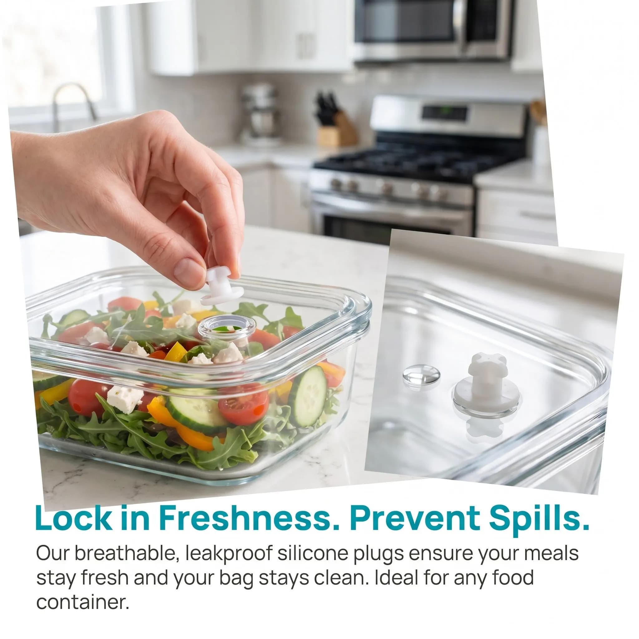 3Pcs Leakproof Lunch Box Air Valve Plugs Silicone Airtight Sealing Stopper Food Container Freshness Accessories