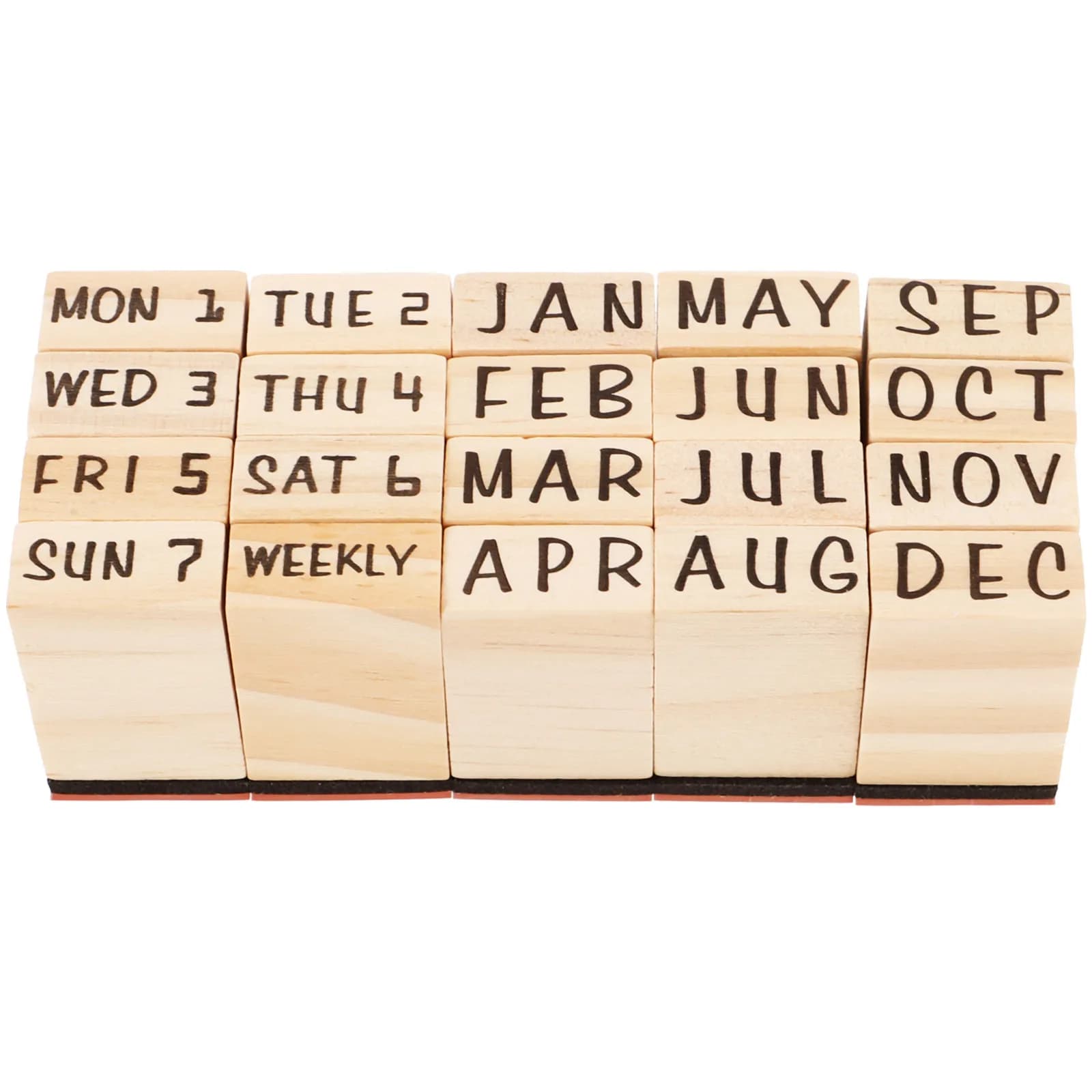 1Set Wooden Stamps Set Months Theme DIY Craft Scrapbook Journal Planner Stamp Kit for Students School Office Decorative