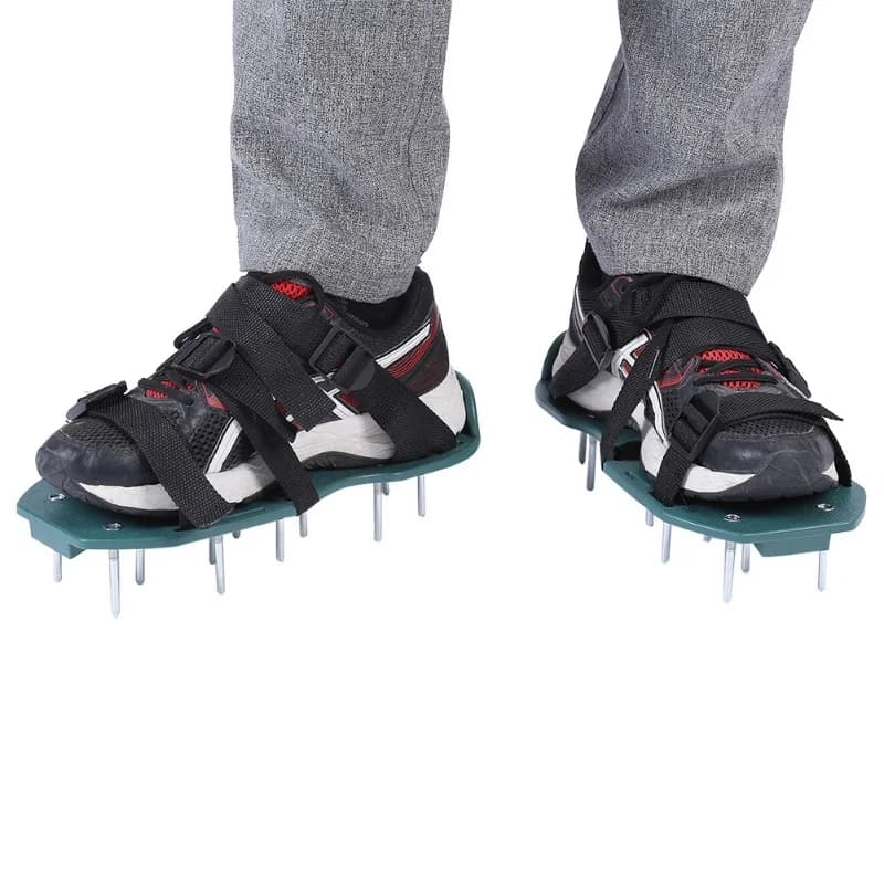 1 paio di sandali per aeratore da prato, aeratore per allentamento del terreno, scarpe a spillo, attrezzo da giardinaggio (4 cinghie 3 cinghie)