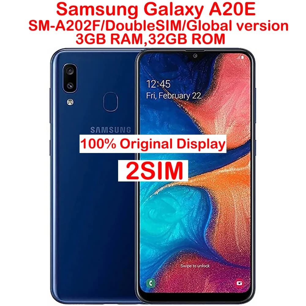 Samsung Galaxy A20e Smartphone Android, Schermo 5.8 Pollici 720x1560, Versione Globale, Dual SIM, Impronta Digitale Posteriore, NFC, Telefono Samsung Originale Sbloccato