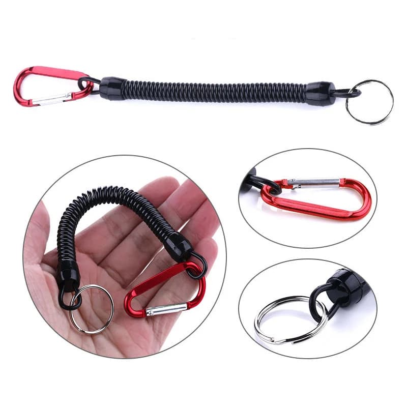 Cordini da pesca retrattili da 3 pezzi 22 cm - Cavo a spirale in TPU con moschettone, strumenti per attrezzatura da pesca in barca