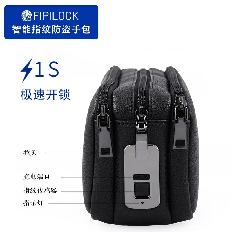 Clutch Bags Handbags for Men and Woman with Smart Fingerprint Unlock Anti-thef Wallets Envelope Bag Purse Business Male SAC
