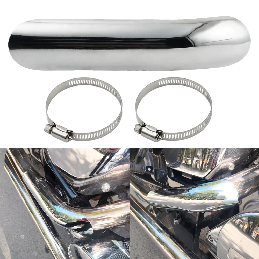 Chrome Moto Tubo Di Scarico Curvo Scudo Termico Copertura per Honda Shadow 1100 Sabre 2000-2007 VTX1300 2002-2009 VTX1800 02-2008