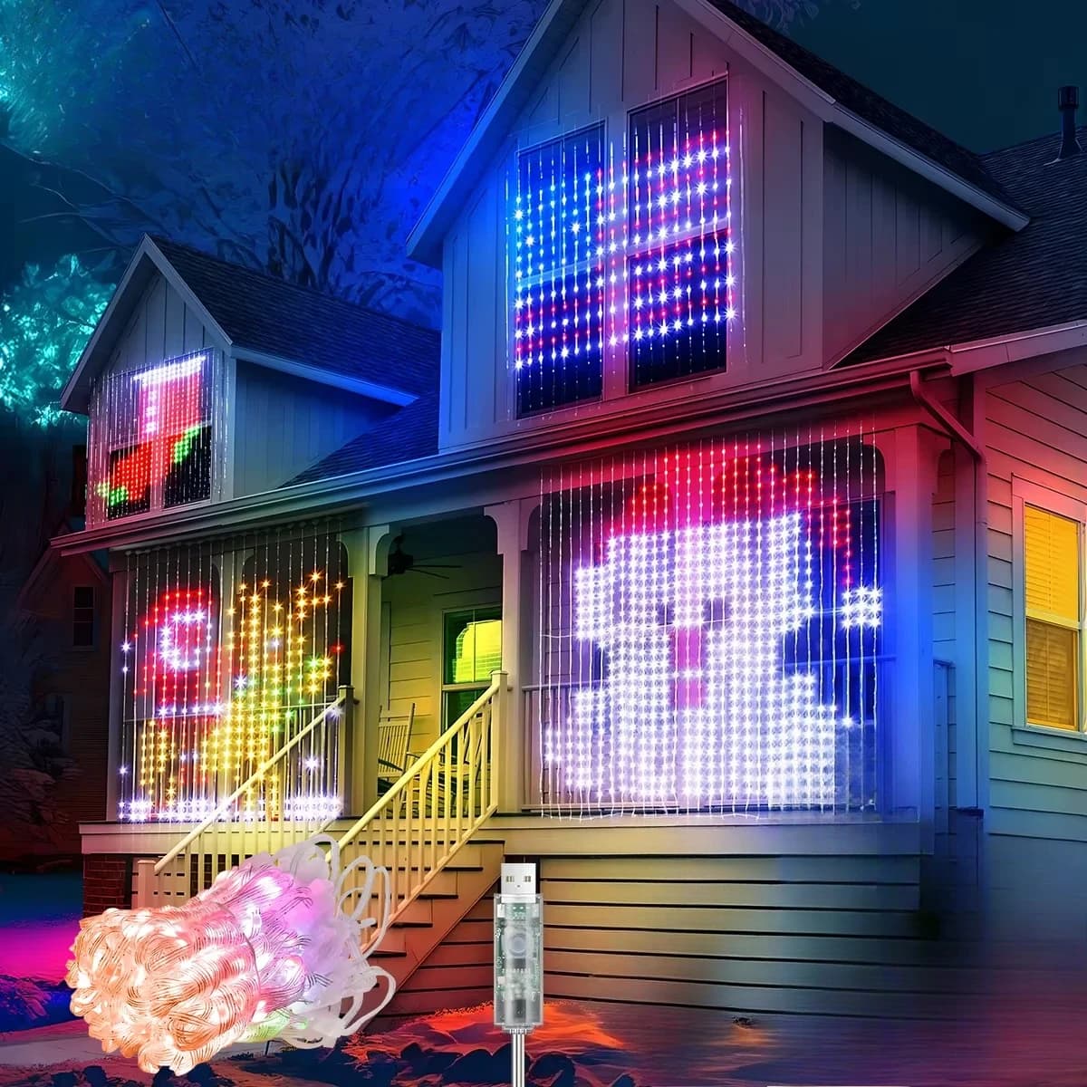 Cortinas Led Inteligentes USB Led Smart Curtain Lights Bluetooth App String RGB DIY Lights Window Curtain Bedroom Decoration