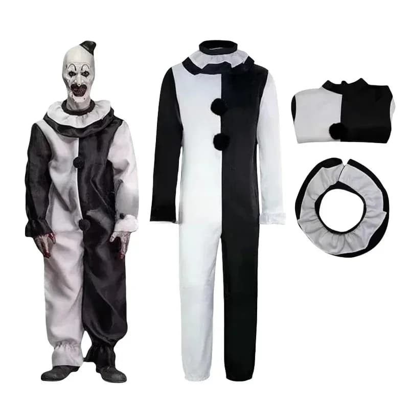 Horror Movie Clown Costume Cosplay Jumpsuit Mask Halloween Costumes for Men