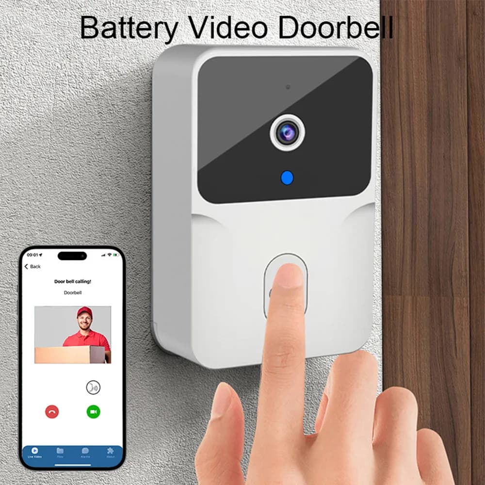 Videocitofono Wireless WiFi HD con Telecamera di Sicurezza per Esterni, Visione Notturna e Funzione Cambia Voce per Monitoraggio Domestico
