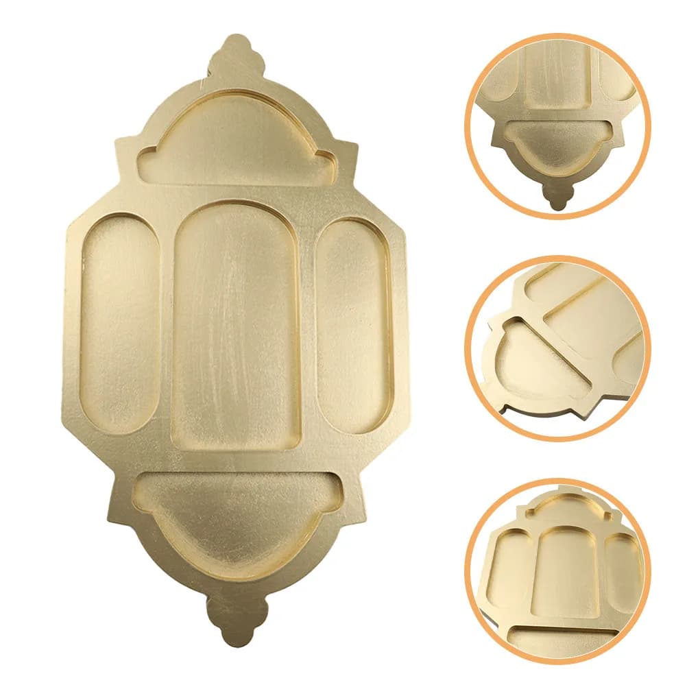 Wooden Eid Mubarak Dessert Tray Lantern Shape Rustic Serving Tray for Ramadan Festival Dried Fruits Candy Snacks Display Storage