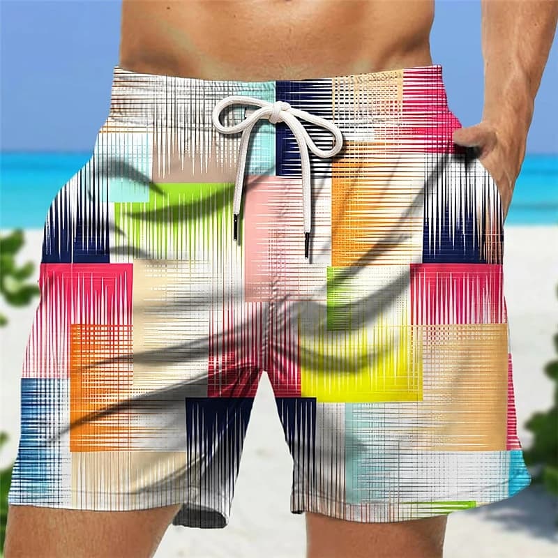 Men's 3D Graphic Geometry Beach Ice Shorts Holiday Hawaiian Swim Trunks Women Kids Quick Dry Casual Fashion Surfing Board Trunks