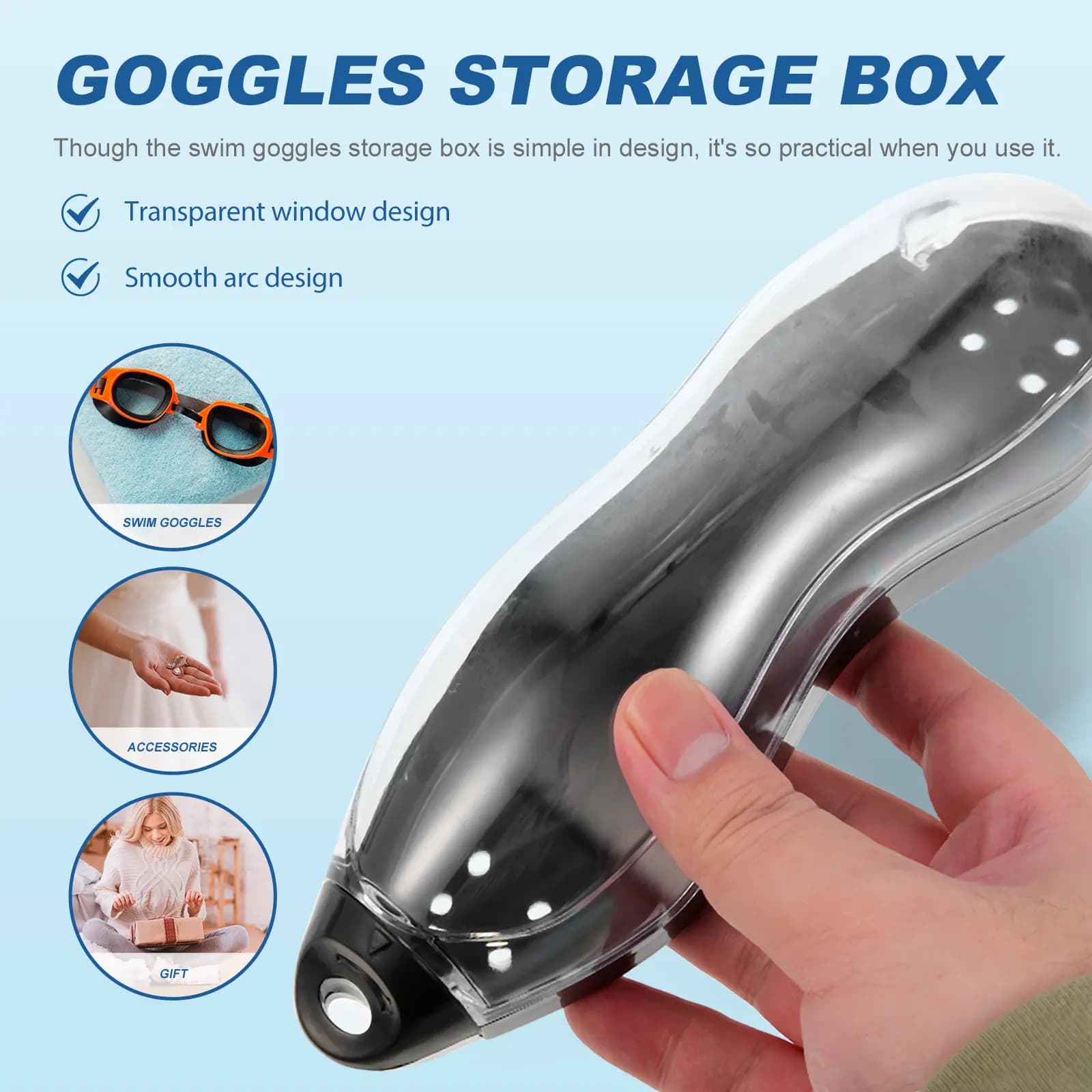 Swim glasses boxes, 3 pieces, light and portable plastic glasses cases, swim glasses protective boxes