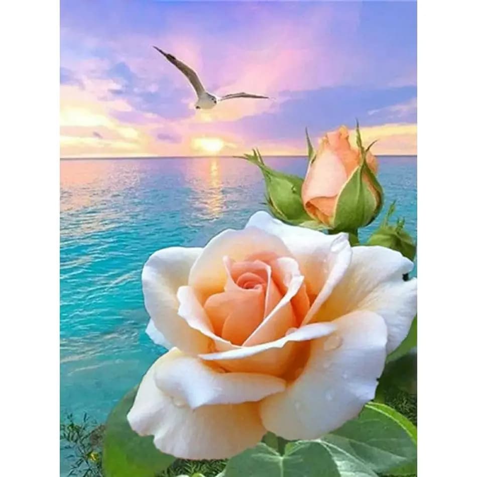 RUOPOTY Rose Diamond Painting Kits Handiwork Art Diamond Art Embroidery Flower Full Round Paint monds Home Decor Gift Di