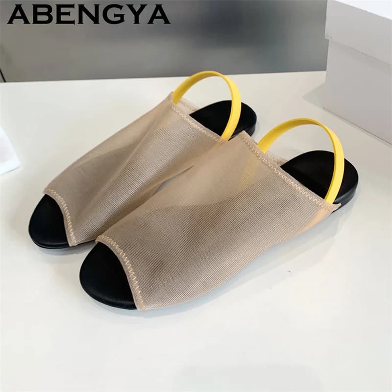 Nuovi Sandali Estivi 2026 da Donna con Rete Traspirante, Punta Aperta e Tacco Basso, Modello Slingback Trendy, Scarpe Comode da Passeggio