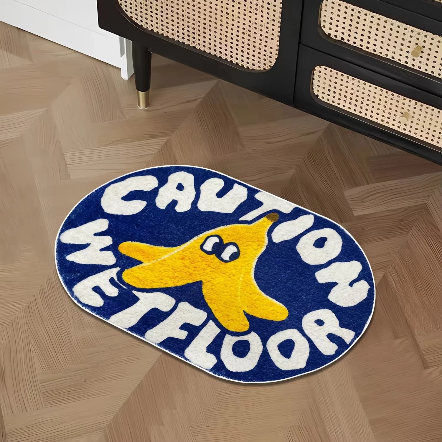 VIKAMA Cartoon Banana Tappeto caratteristico, zerbino, poggiatesta, tappeto decorativo per camera da letto/soggiorno