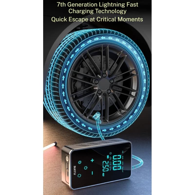Compressore per auto portatile wireless Gonfiatore per pneumatici Smart Touch Screen con display digitale per iniettore d'aria per palla da bicicletta per moto