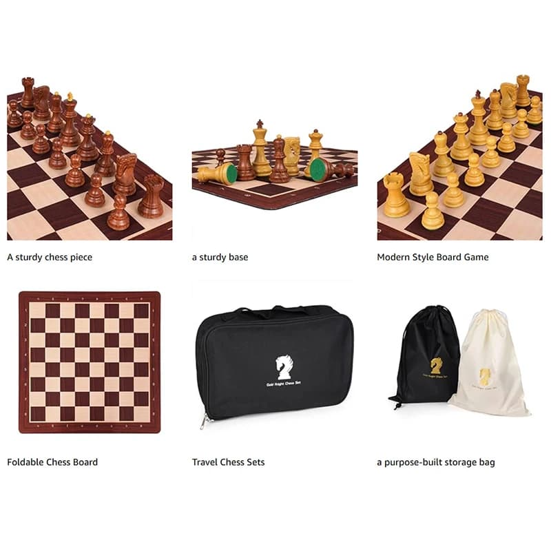 Chess International Chess Set 51cm/20inch Foldable Rubber Chessboard, New Large King Size 9.6cm/3.8inch Heavy Chess Game Set